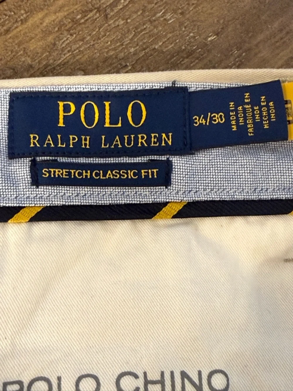 Polo Ralph Lauren Men’s Stretch Classic Fit Chino Pants Khacki Tan 34x30 Flat